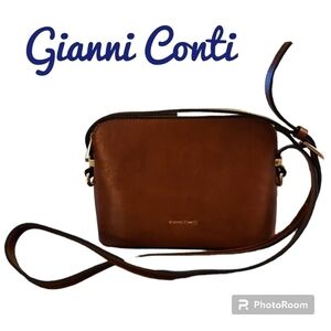 GIANNI CONTI Brown Leather Mini Crossbody Bag